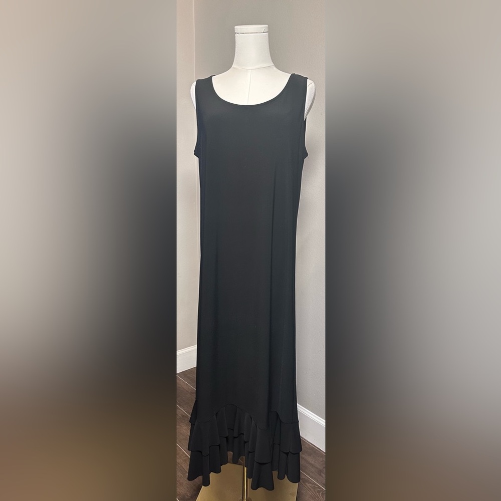 Nicole Miller Black Maxi Dress with Ruffle Hem
